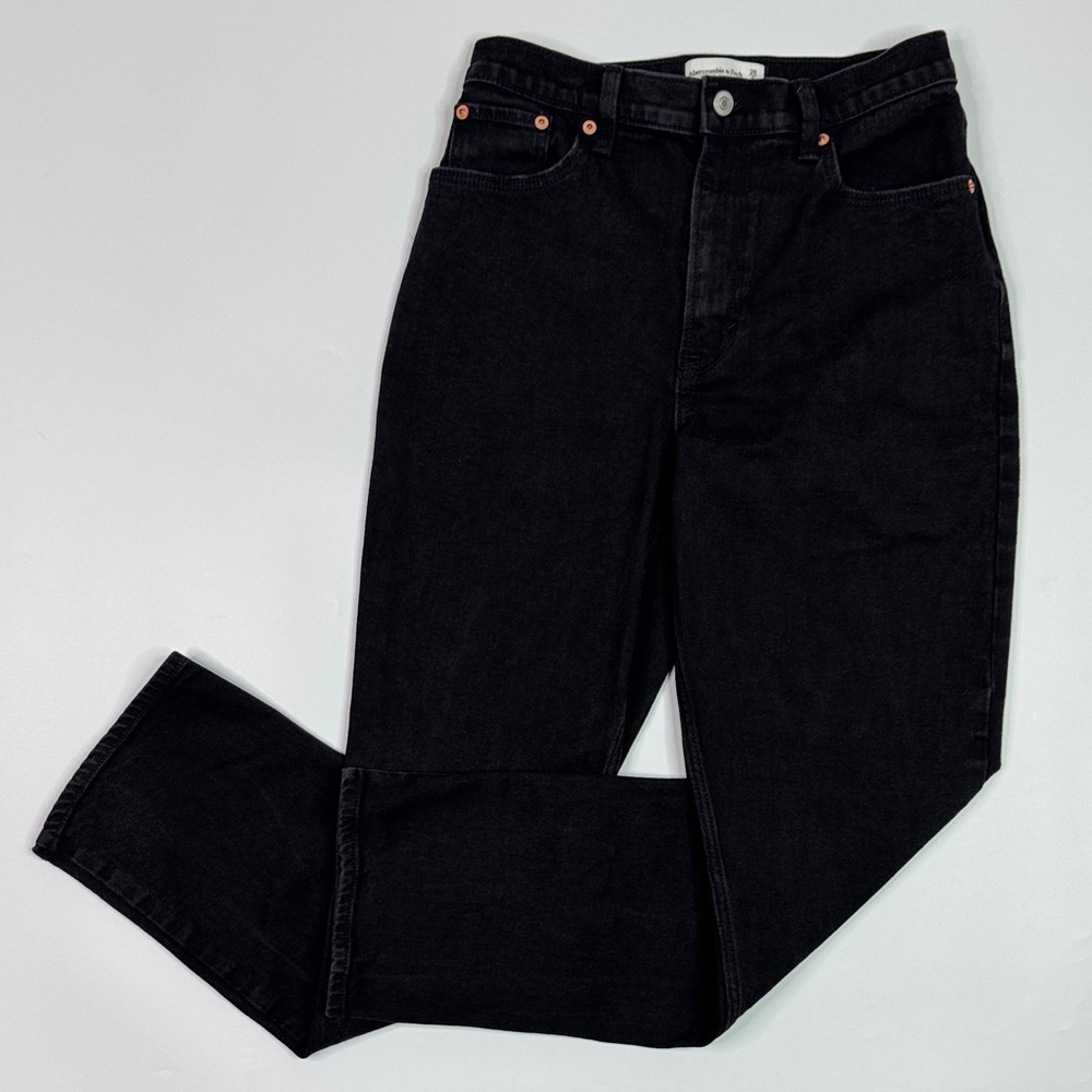 Abercrombie & Fitch Black The 90s Straight High Rise Curve Love Jeans Size 28